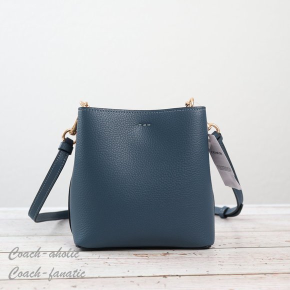 Coach C7266 Mini Town Bucket Bag Leather Crossbody in Denim - Picture 9 of 11